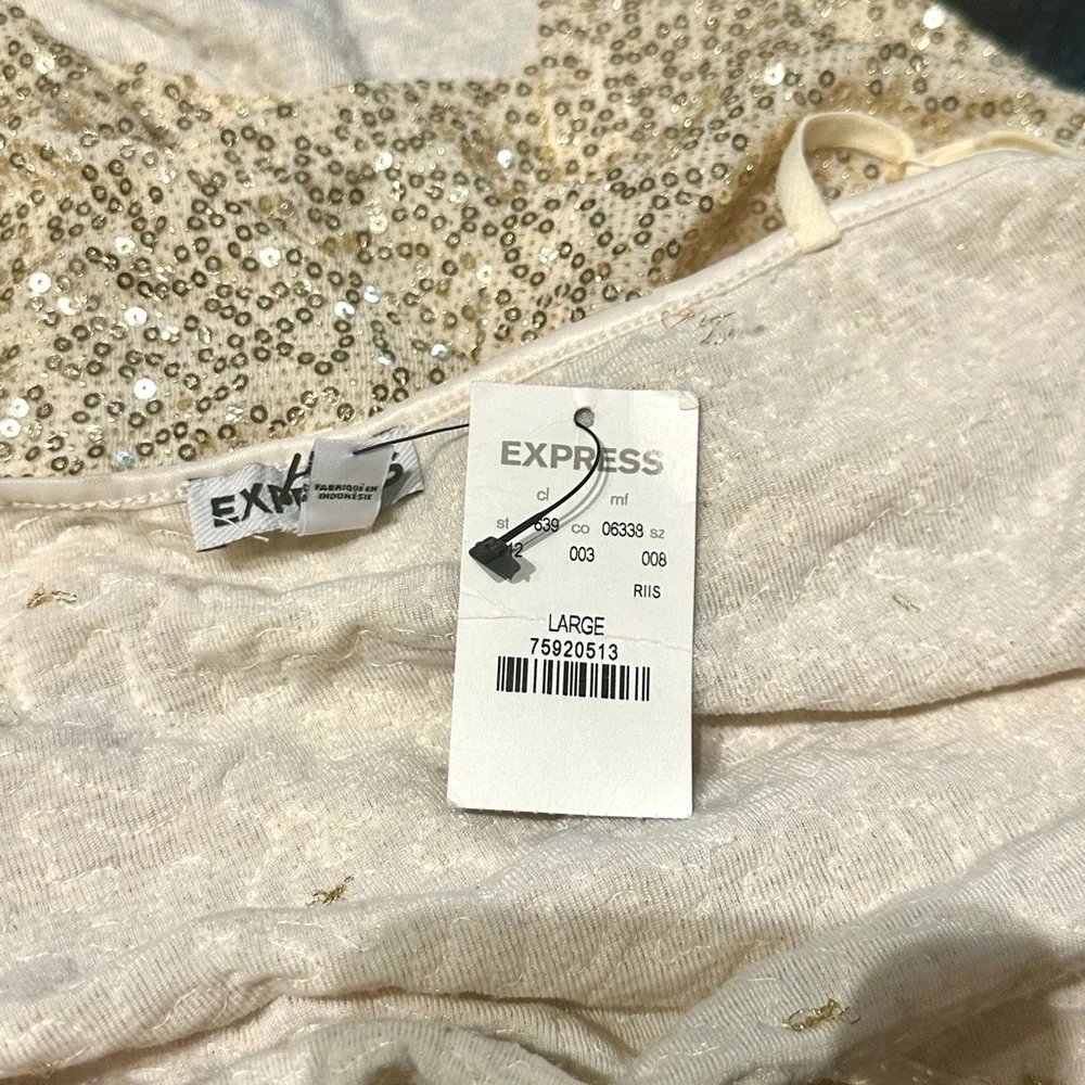Express Gold Sequin Camisole Top, Size L, by Express